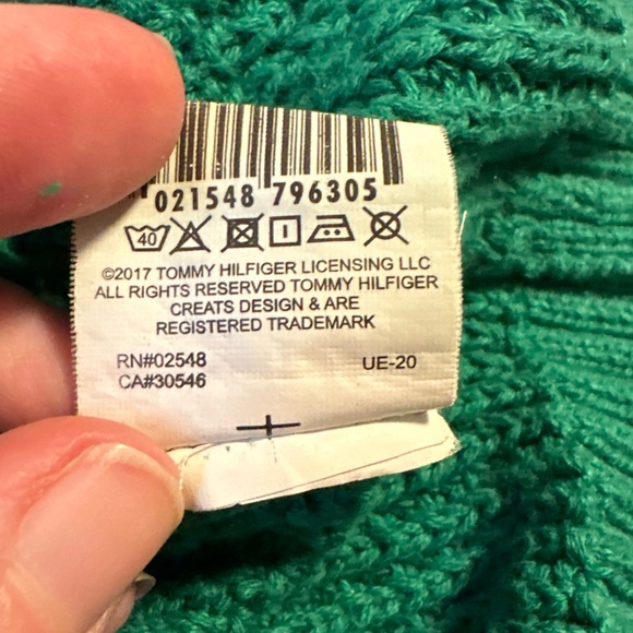 Hilfiger Denim Knit Sweater Green XL Preppy Y2K Logo Baggy Pullover Collegiate - Picture 8 of 8